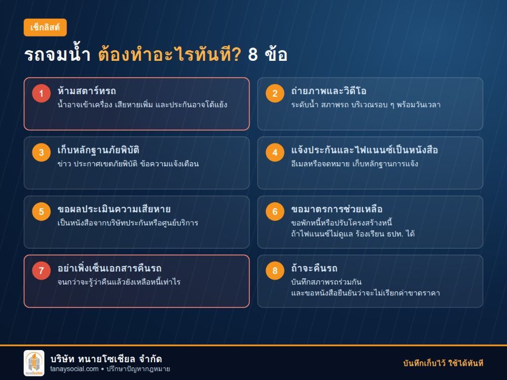 เช็กลิสต์ 8 ข้อ สิ่งที่ต้องทำเมื่อรถจมน้ำ